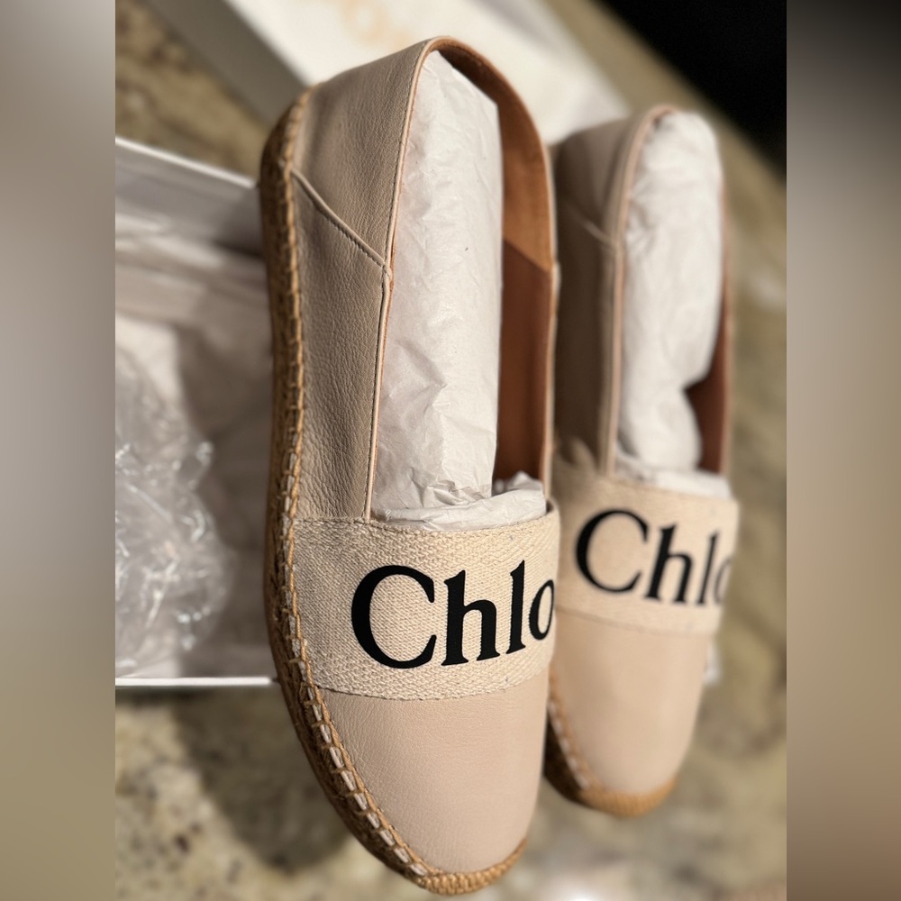 New authentic Chloe woody spadriles 41 beige